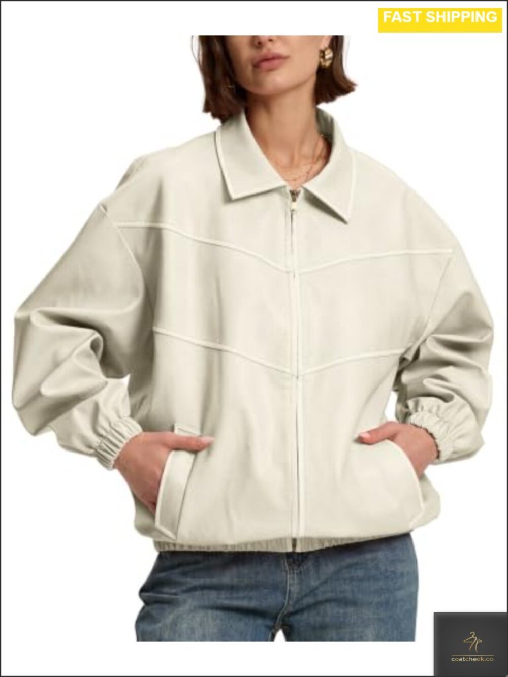 Oversized Faux Leather Jacket Women Vintage Motorcycle Coat